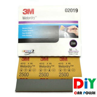 3M กระดาษทรายละเอียดมากสำหรับขัดลบรอยขูดขีด เบอร์ 2500 ขนาด 9x11 นิ้ว จำนวน 2 แผ่น 3M Abrasive wet or dry Made in USA