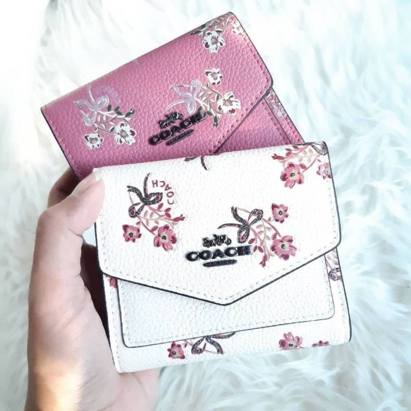 COACH F28445 SMALL WALLET WITH FLORAL BOW PRINT