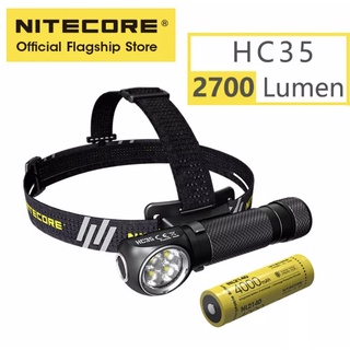 พร้อมส่ง NITECORE HC35 CREE 4LED 2700 Lumens ไฟหน้าแบบชาร์จไฟได้ + 4000MAh 21700แบตเตอรี่ ของแท้100%