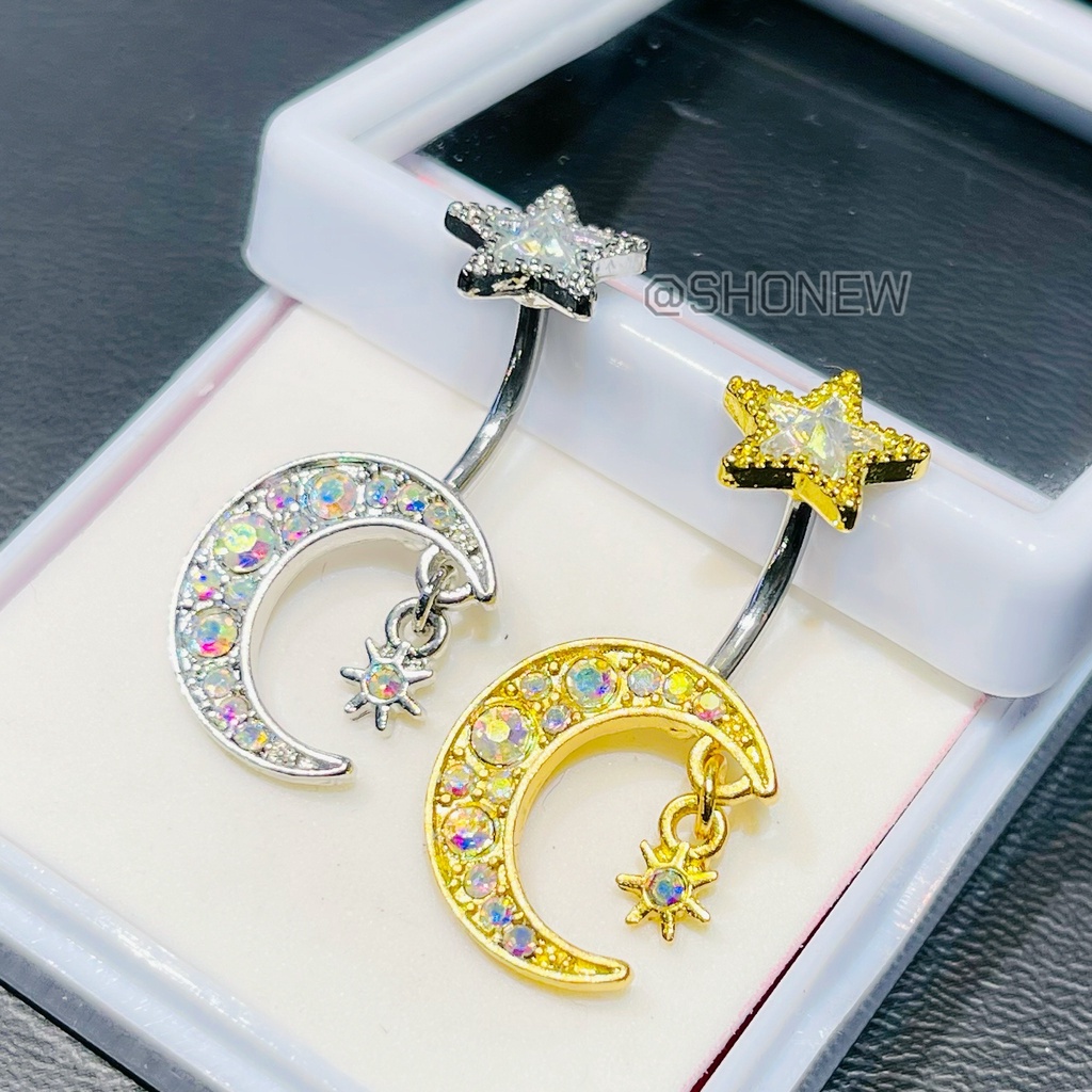 จิวสะดือพระจันทร์ moon diamond แฟชั่นสะดือผู้หญิง จิวสะดือสแตนเลสแท้ ไม่แพ้ ไม่คันเกรดเครื่องมือแพทย์ ส่งจากไทย