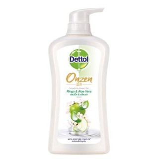 DETTOL เดทตอล เจลอาบน้ำ Onzen เจลอาบน้ำ สมูทติ้ง กลิ่นริงโกะ แอนด์ อโลเวร่า ขนาด 500 มล.