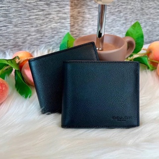 กระเป๋าสตางค์ชายไม่มีไส้ ID BILLFOLD WALLET (COACH F67630) BLACK/BLACK ANTIQUE NICKEL