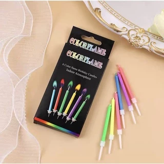เทียนสีๆ เทียนเปลี่ยนสี เทียนไฟสีๆ เปลวไฟหลากสี 6 แท่ง เทียนวันเกิด เทียน