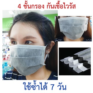 หน้ากาก mask ใช้ซ้ำได้ บุ4ชั้นกรอง พร้อมคาร์บอน กันเชื้อไวรัสได้ (1ชิ้น)