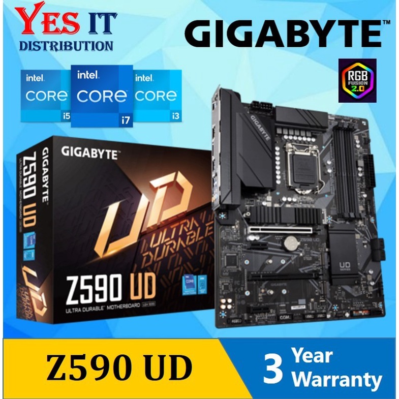 เมนบอร์ด GIGABYTE Z590 UD LGA1200 M-ATX + โปรเซสเซอร์ INTEL 11th & 10th Gen