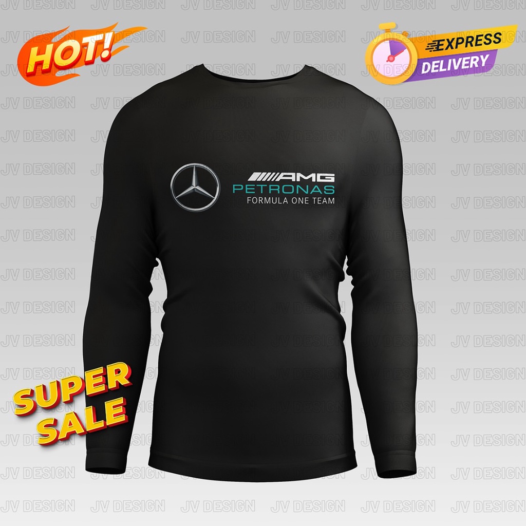 💥 HEBAT⏪💥HD PRINTING F1 MERC PETRO LOGO 175GSM เสื้อแขนยาวกลม