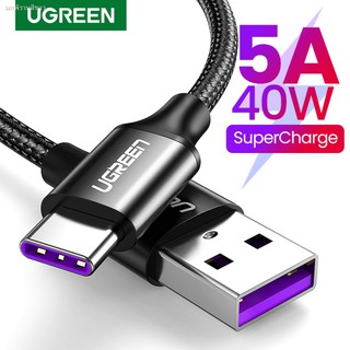 ◙UGREEN 5A USB C สายชาร์จUSB สายชาร์จเคเบิลถักไนลอนTypeC ชนิด 5Aชาร์จเร็วชาร์จไว สำหรับชาร์จ Huawei P30 Pro/Mate 30/Mat1