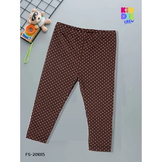 KiddeeCrew เลกกิ้งเด็กผู้หญิงสีน้ำตาลจุดชมพู Polka Dot Brown Legging เหมาะสำหรับอายุ 1-10 ปี