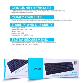 🚀ส่งเร็ว🚀 OKER K-477 KEYBOARD USB คีย์บอร์ด มาตรฐาน ใช้ทน แข็งแรง คีย์ไทย-อังกฤษ ของแท้ #DM 477