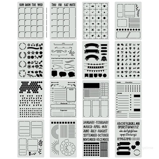 แม่แบบพลาสติก Stencils สําหรับวาดภาพ Scrapbook ไดอารี่ 8X6 นิ้ว 16 ชิ้น