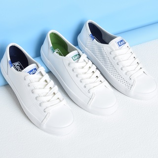 Keds รองเท้าผ้าใบลําลอง หนัง สีพื้น สีขาว สําหรับสตรี