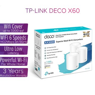 TP-LINK (Deco X60) (PACK 3) AX3000 Whole Home Mesh Wi-Fi System