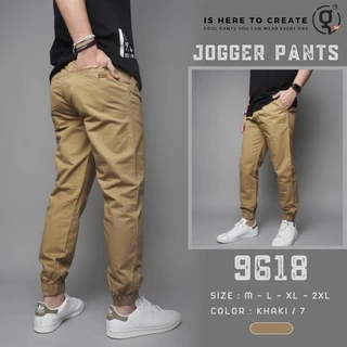 ⚡GW⚡NO.9618 กางเกงขายาว ผู้ชาย เอวยืด ขาจั้มพ์ Jogger Pants ผ้าคอตต้อน ยาว 35.5-38.5 นิ้ว ไซส์ M-4XL