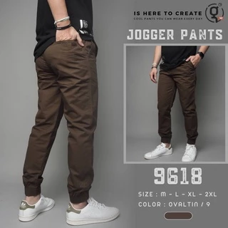 ⚡GW⚡NO.9618 กางเกงขายาว ผู้ชาย เอวยืด ขาจั้มพ์ Jogger Pants ผ้าคอตต้อน ยาว 35.5-38.5 นิ้ว ไซส์ M-4XL