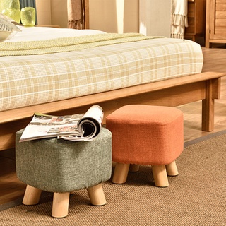 [LACOOPPIA] Furniture Protective Sleeve - Square Ottoman Foot Stool Cover, Linen Fabric