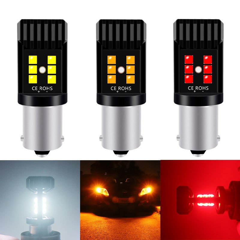 หลอดไฟเบรครถยนต์ 1 ชิ้น 1156 P21W Led Ba15S 1157 P 21 / 5 W Bay15 New 3030 Chips 12 Led