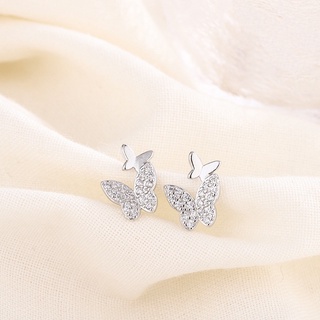 LLRB | ต่างหูเงินแท้ 925 ผีเสื้อเพชร  Double butterfly CZ silver925