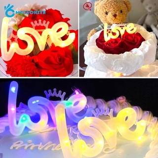 โคมไฟกลางคืน LED รูปตัวอักษร LOVE สําหรับตกแต่งเค้กวันเกิด วันวาเลนไทน์