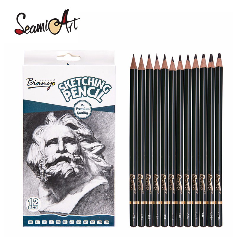 SeamiArt 12pcs/15pcs 6H-12B Standard Sketching Pencil Art Suppliers/Stationery