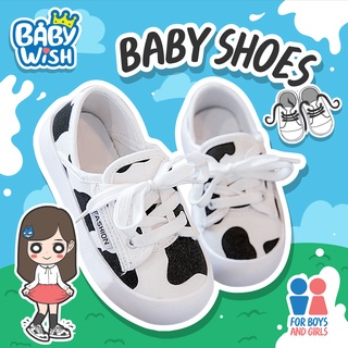 Baby wish👟รองเท้าเด็ก รองเท้าผ้าใบเด็ก รองเท้าผ้าใบเด็ก รองเท้าเด็กผู้ชาย รองเท้าเด็กผู้หญิง ลายวัว 3ลาย