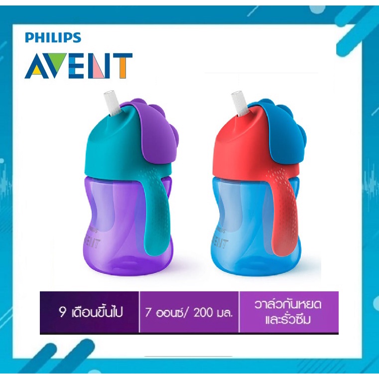 Philips Avent ถ้วยหัดดื่มแบบหลอด ขนาด 7 ออนซ์ สำหรับเด็ก 9 เดือนขึ้นไป