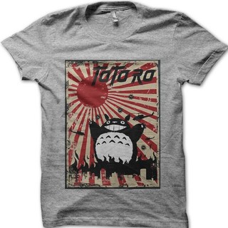 T-shirt  เสื้อยืด ผ้าฝ้าย พิมพ์ลาย Godzilla Totoro Rising Sun Battle สําหรับผู้ชายS-5XL