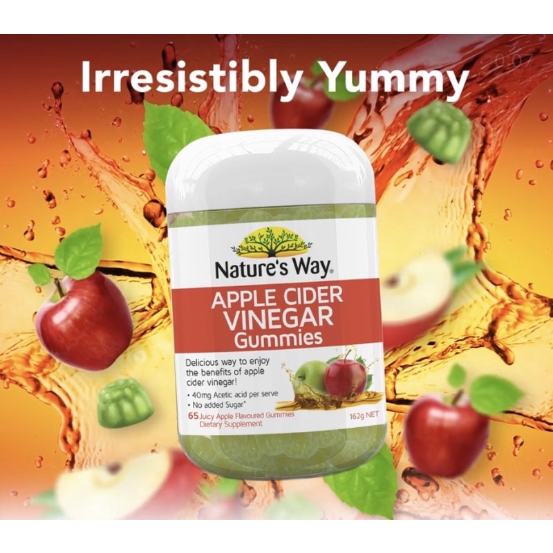 Nature's Way Apple Cider Vinegar 65 Gummies (พร้อมส่งแท้🇦🇺100%)  ACVกัมมี่ ACVทานง่าย
