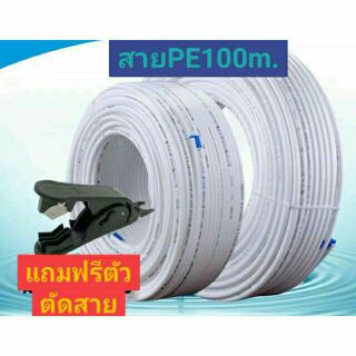 ท่อน้ำPE สายกรองน้ำ  สายพ่นหมอกPE ขนาด1/4นิ้ว(2หุน) เส้นผ่านศูนย์กลาง6มม.   ยาว100เมตร  ยกม้วนแถมตัวตัดสายฟรี