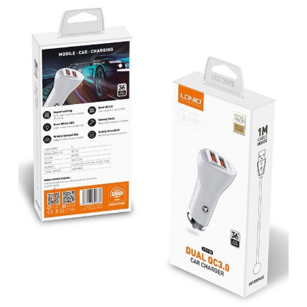 LDNIO รุ่น C511Q ที่ชาร์ทในรถยนต์ QC3.0 36W QUICK CHARGE ที่ชาร์จในรถพร้อมสายชาร์จ iPhone,Type-cและM