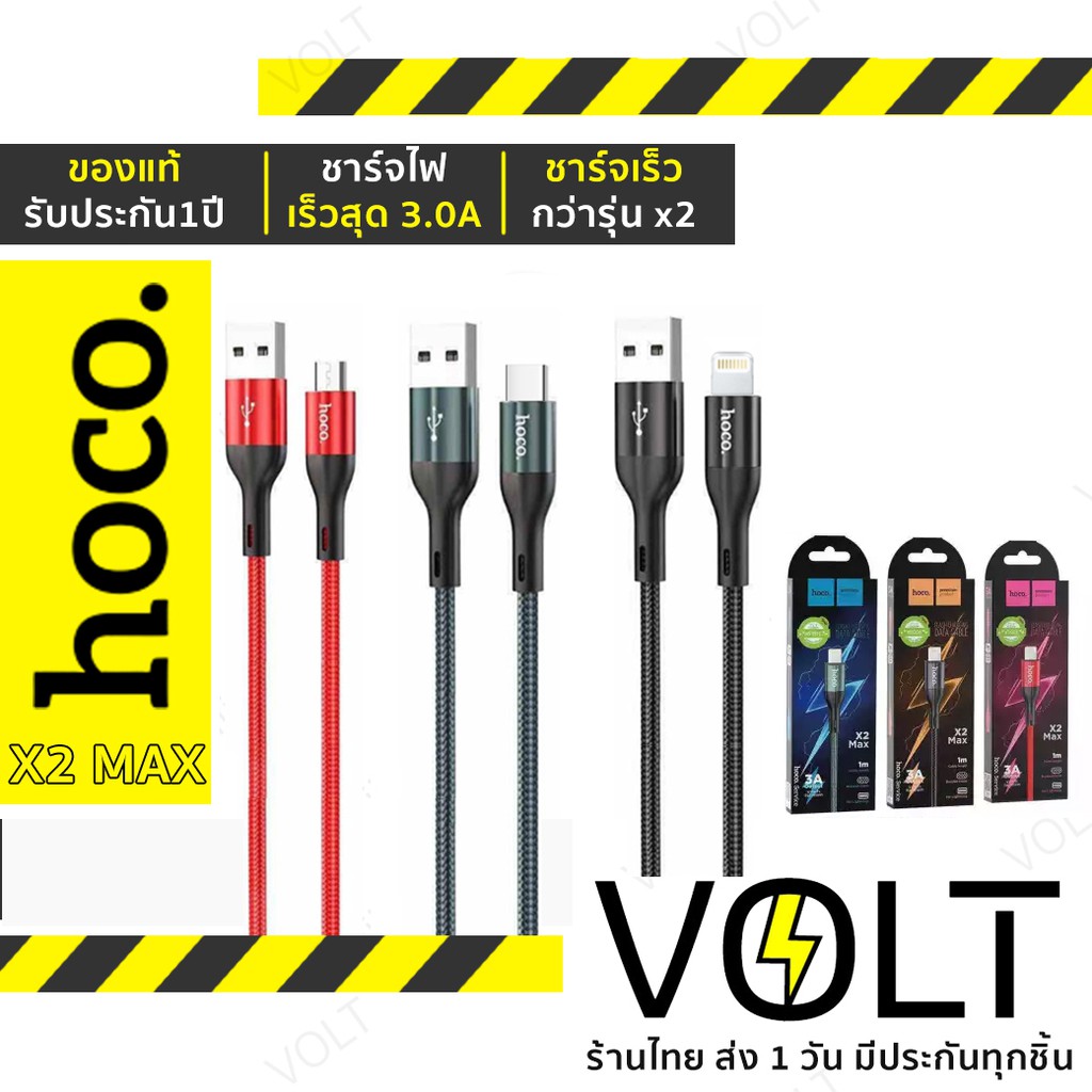 New ⚡️ประกัน1ปี ⚡️ Hoco X2 Max ชาร์จเร็วขึ้น สายชาร์จ ไอโฟน Micro Usb Type C ความยาว1เมตร 