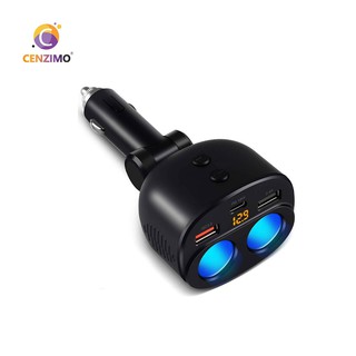 Cenzimo อะแดปเตอร์ซ็อกเก็ตที่จุดบุหรี่ในรถยนต์ QC 3.0 LED 3.1A 80W พอร์ต USB คู่ ชาร์จเร็ว