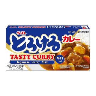 โปรโมชัน! เอสแอนด์บี แกงกะหรี่ก้อน สูตรเผ็ด 200 กรัม S&amp;B Tasty Curry Japanese Curry Mix Hot 200g