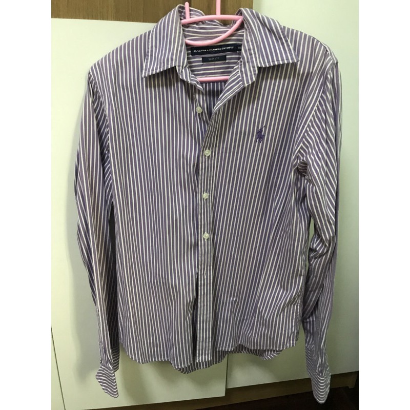 used polo shirt purple stripe size uk8