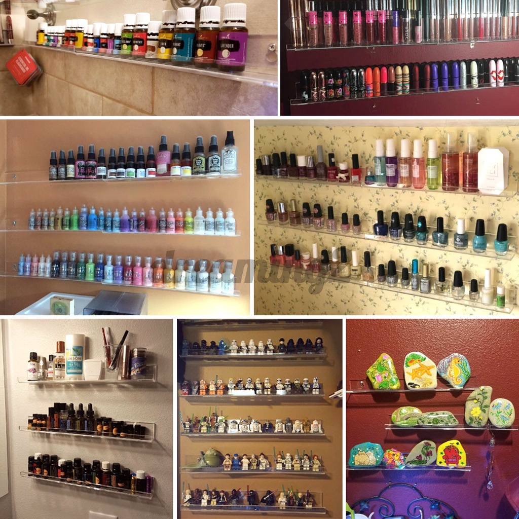 3 Pcs Acrylic Clear Display Shelves Nail Polish Organiser Rack Holder ...