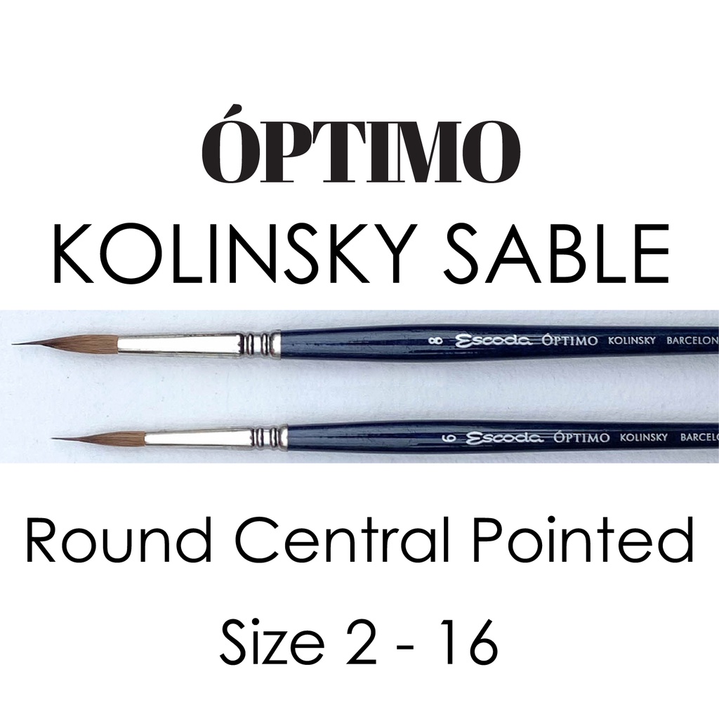 ESCODA พู่กันสีน้ำ สีอคิลิค สีน้ำมัน หัวกลม ขนโคลินสกี้ี้ OPTIMO ROUND CENTRAL POINTED KOLINSKY SABLE S/H E21310XXXX