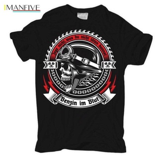 Wanyg เสื้อยืดลําลอง แขนสั้น พิมพ์ลาย Gasoline In The Blood Motorcycle Bikes Biker Rocker Mc Oldschool Motorrad คุณภาพสู