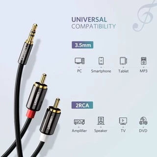 UGREEN รุ่น AV116 สายAUX 3.5mm to 2RCA สายสัญญาณเสียง AUX เข้า1ออก2 High End Aluminum