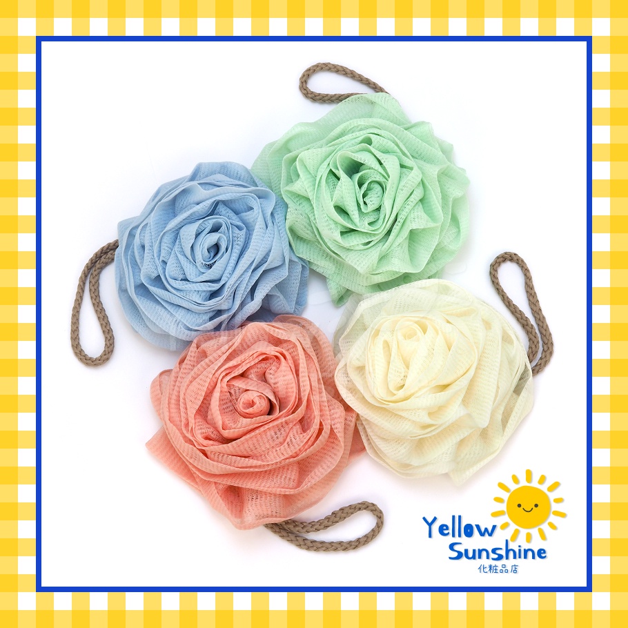 ใยขัดตัว รุ่นดอกไม้ Rose Flower ขนาดพอดีมือ ใยนุ่มละเอียด ตีฟองได้เยอะ ฟองน้ำขัดตัว มี 4 สี Rose Flower Body Scrubber