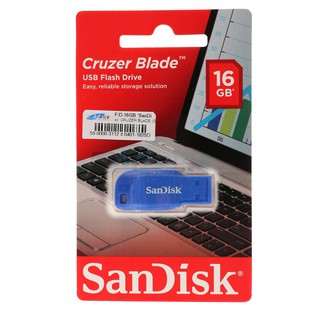 16GB "SanDisk" CRUZER BLADE (SDCZ50C) Blue สินค้ารับประกัน 5ปี