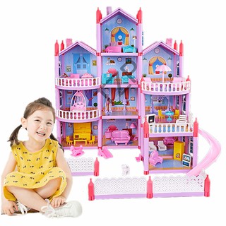 ราคาบ้านบาร์บี้สุดหรู ของล่นเด็ก บ้าน 4 ชั้น  ของเล่นตุ๊กกาตาบ้าบี้ บ้านบาบี้  DIY ฟรีกล่องแพ็คเกจสวยหรู สินค้ามีพร้อมส่ง