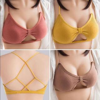 Women bra ถูกที่สุด บราผ้าร่อง โบว์ตรงกลาง(COD)