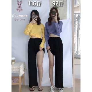 S-4XL Women Korean Fashion กางเกงขากว้าง เอวสูง ทรงหลวม