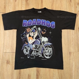 TAZMANIA HARLEY DIVISION 1992 ROADHOG เสื้อวง เสื้อทัวร์ เสื้อลายการ์ตูน