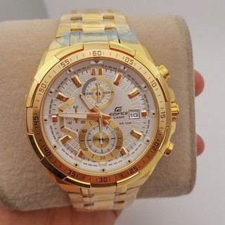 Casio Edifice EFR-539 Gold Tone White Dial Chronograph Mens Wrist Watch