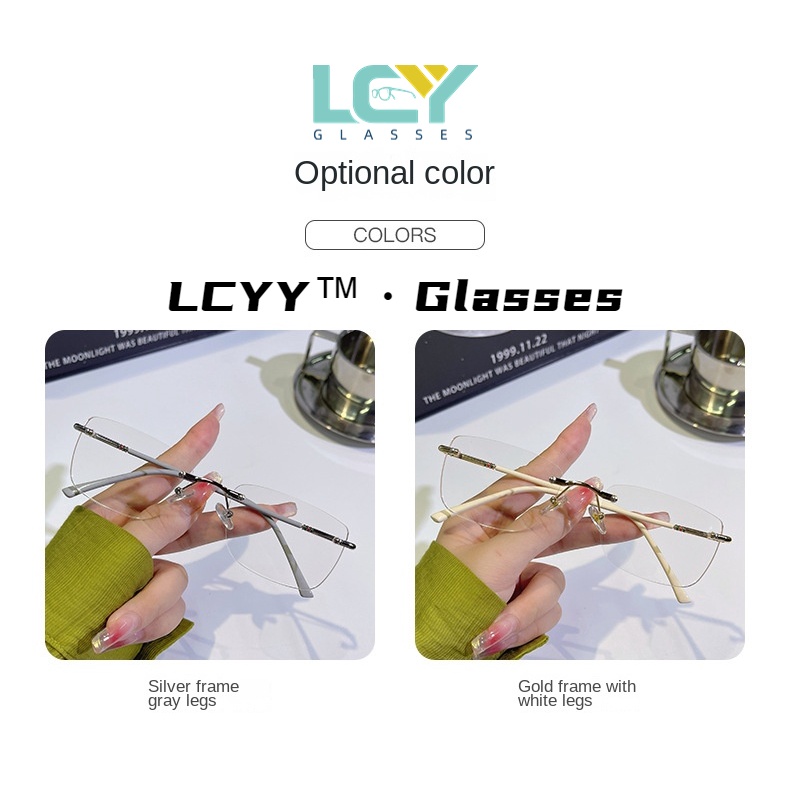 Lcyy แว่นตาสีฟ้า ไร้กรอบ น้ําหนักเบาพิเศษ สไตล์เกาหลี สําหรับถ่ายภาพอีโรติก เข้าได้กับสายตาสั้น 6022 - รูปที่ 5