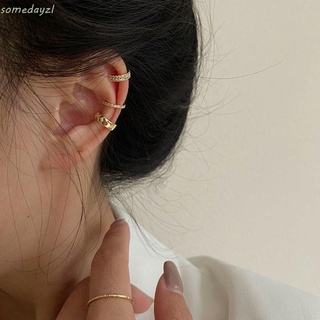 Somedayzl ต่างหูแบบติดหูประดับเพชรพลอยเทียมสําหรับผู้หญิง 3 ชิ้น / ชุด