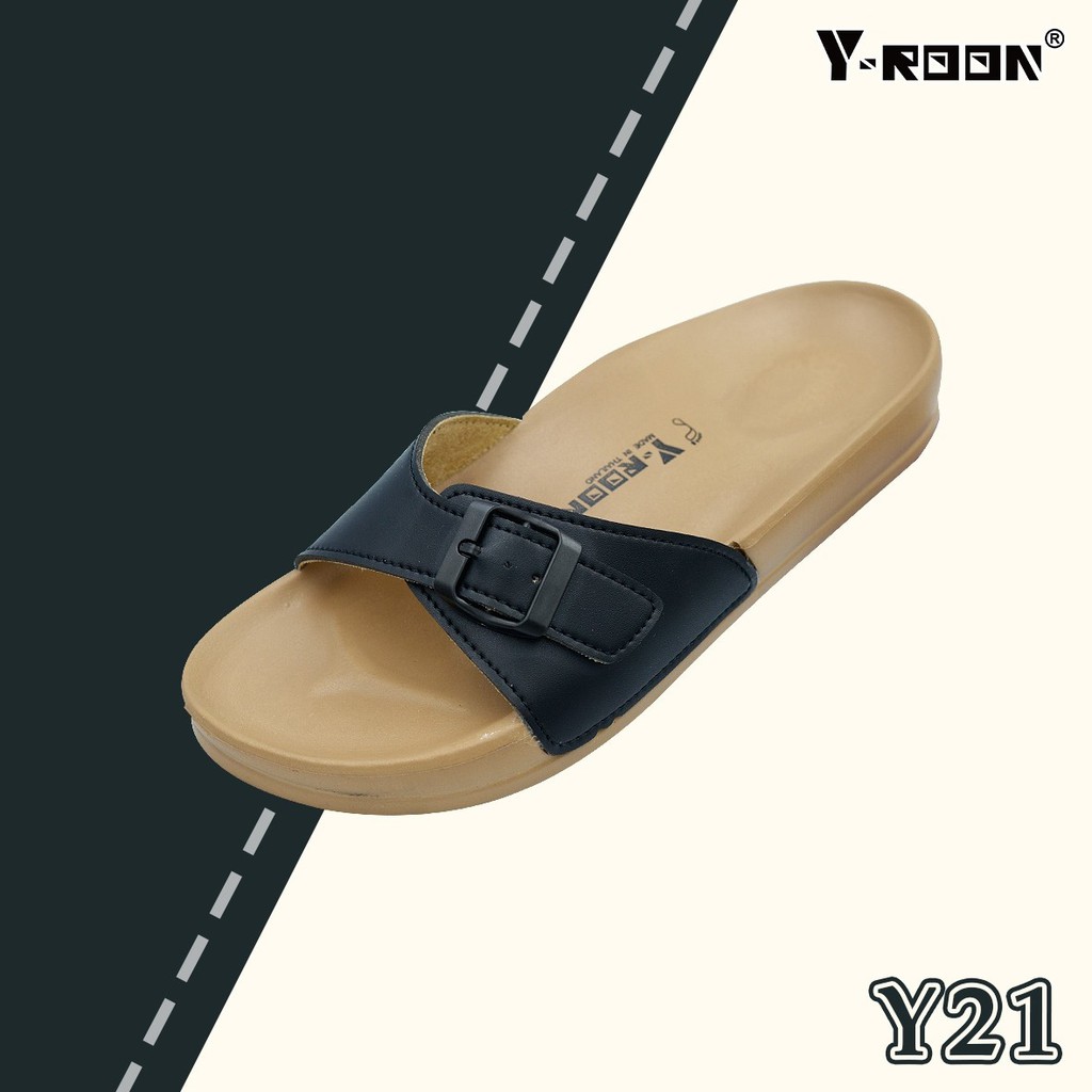 รองเท้า Y-ROON  รุ่น  Y21 ทรงไบเก้นปรับสายรองเท้าได้  แบบสวม   หน้าเข็มขัด สำหรับคนหน้าเท้าใหญ่ เล็ก
