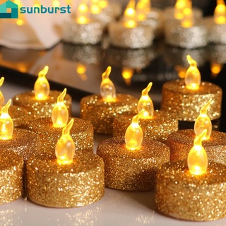 [HOT Sale]Romantic Glitter Gold Silver Powder LED Flameless Candles Lights / Battery Operated LED Tea Light / Home Christmas Party Decor