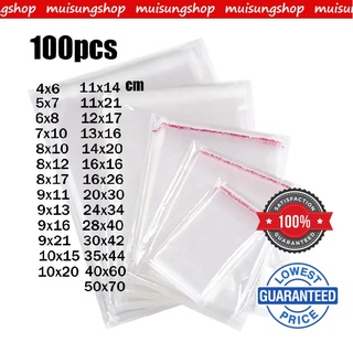 MUISUNGSHOP (100ใบ) ขนาด 35x45  ถุงแก้วฝากาว ถุงใส OPP ถุงแก้ว ซองพลาสติกใส