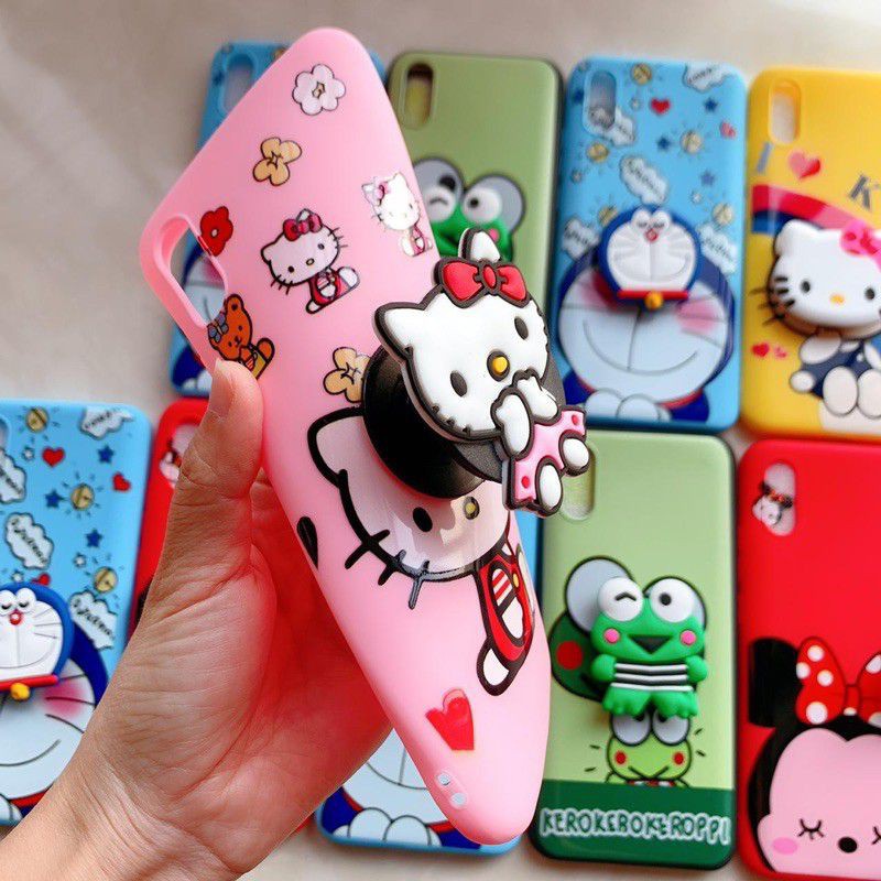 SOFT CASE CHARACTER/CARTOONS + POP SOCKET OPPO A3S / A1K / F1S / A59 / A39 / A57 2016 / F3 / F5 / F7